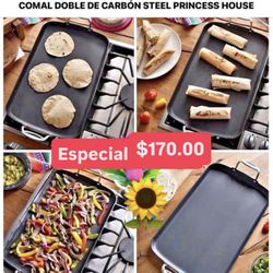 Comal Doble De Carbon Steel Nueva Línea $170.00 Cosina  Tortillas Fajitas De Pollo Carnes Asadas Princess House Ventas Finales