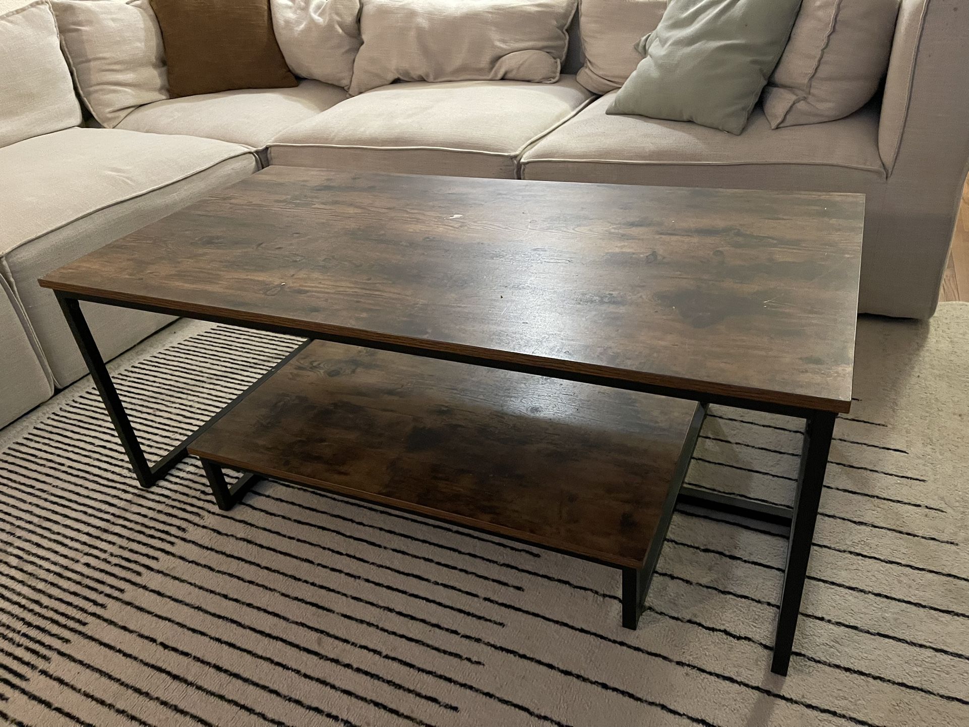 Cocktail Table with Storage Shelf, 47 inch
