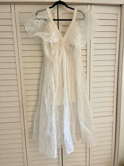 Anthropologie BHLDN sheer ivory Midi dress size 8