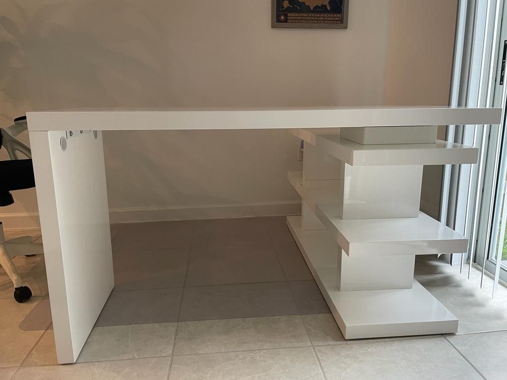 From EL DORADO - GLOSSY FINISH WHITE FOLDABLE DESK WITH BOOKCASE
