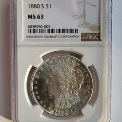 1880 S Morgan Silver Dollar Graded MS63