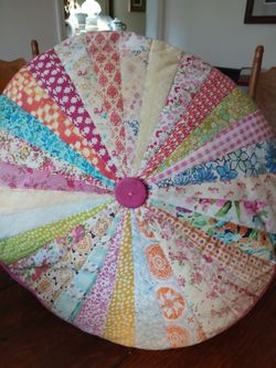 Handmade Round Patchwork Quilted Pillow