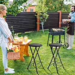 24-Inch Folding Stool with Handle, Folding Bar Stool with Non-Slip Feet,Folding Chair,Indoor and Outdoor Foldable Stool for Adults,550 lbs
