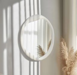 New in Box Irregular Asymmetrical Circular Padded Wavy Wall Mirror