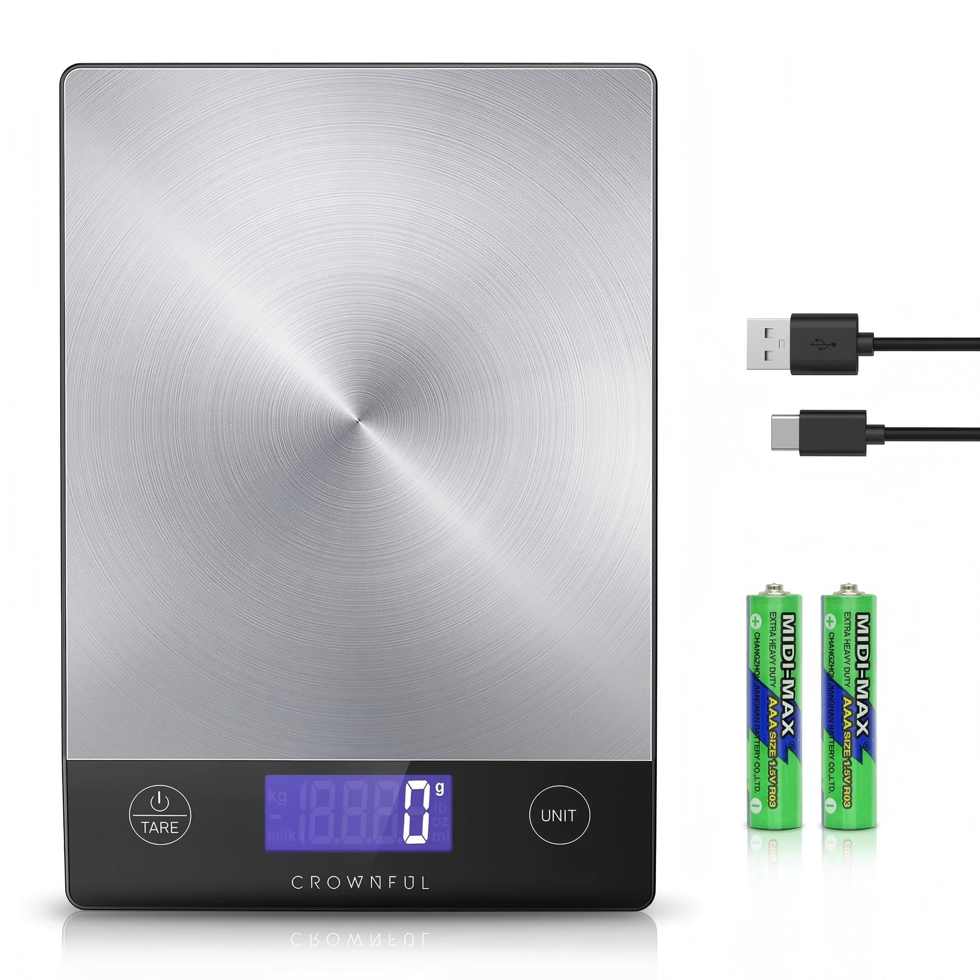 CROWNFUL Rechargeable Food Kitchen Scale