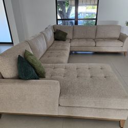 Light Brown Fabric Medium Left Chaise Sectional