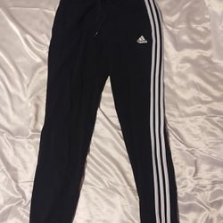 Thin Black And White Adidas Track Pants In A Size Small