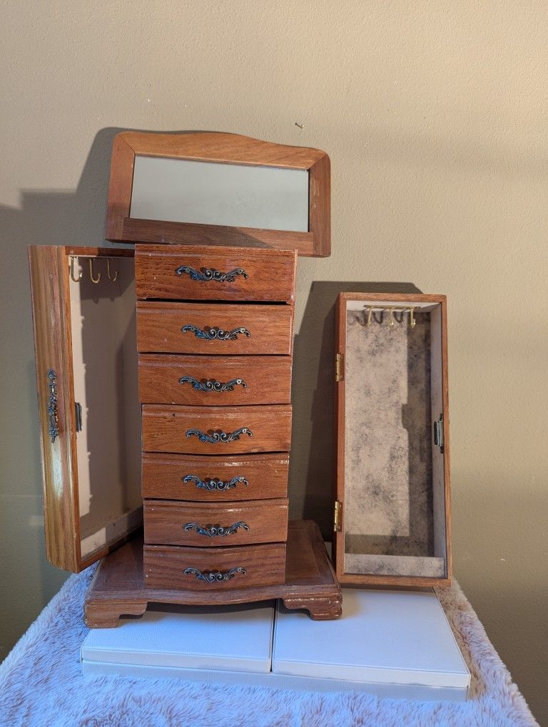 Old Real Wood Jewelry Box