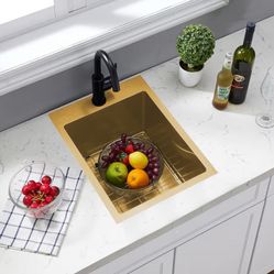 SHACO Gold 15 x 20 Inch Drop In Bar Sink JB024G