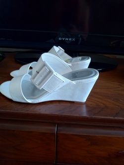 White Slide On Sandals