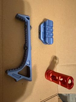 KWA airsoft pew accessories muzzle brake, foregrip, sight raiser