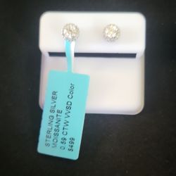 Sterling Silver Lab Grown Moissanite Halo Earrings