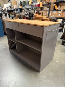 Kitchen Island Cart – Butcher Block Style Top + Drawers