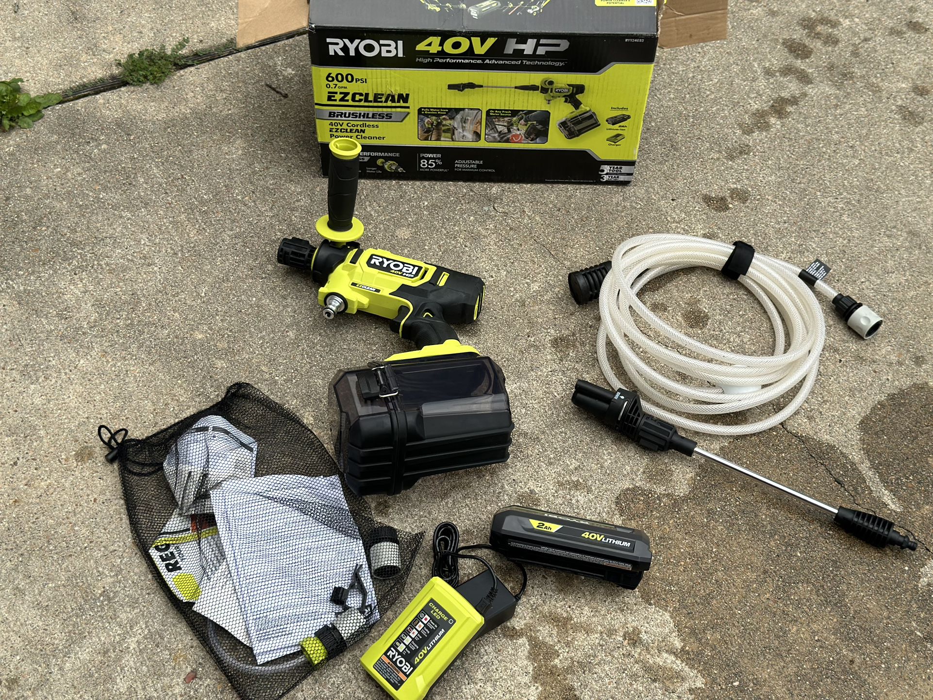 Ryobi 40 Volt Hp Brushless EZ Clean 600psi Power Cleaner With 2ah Battery And Charger 