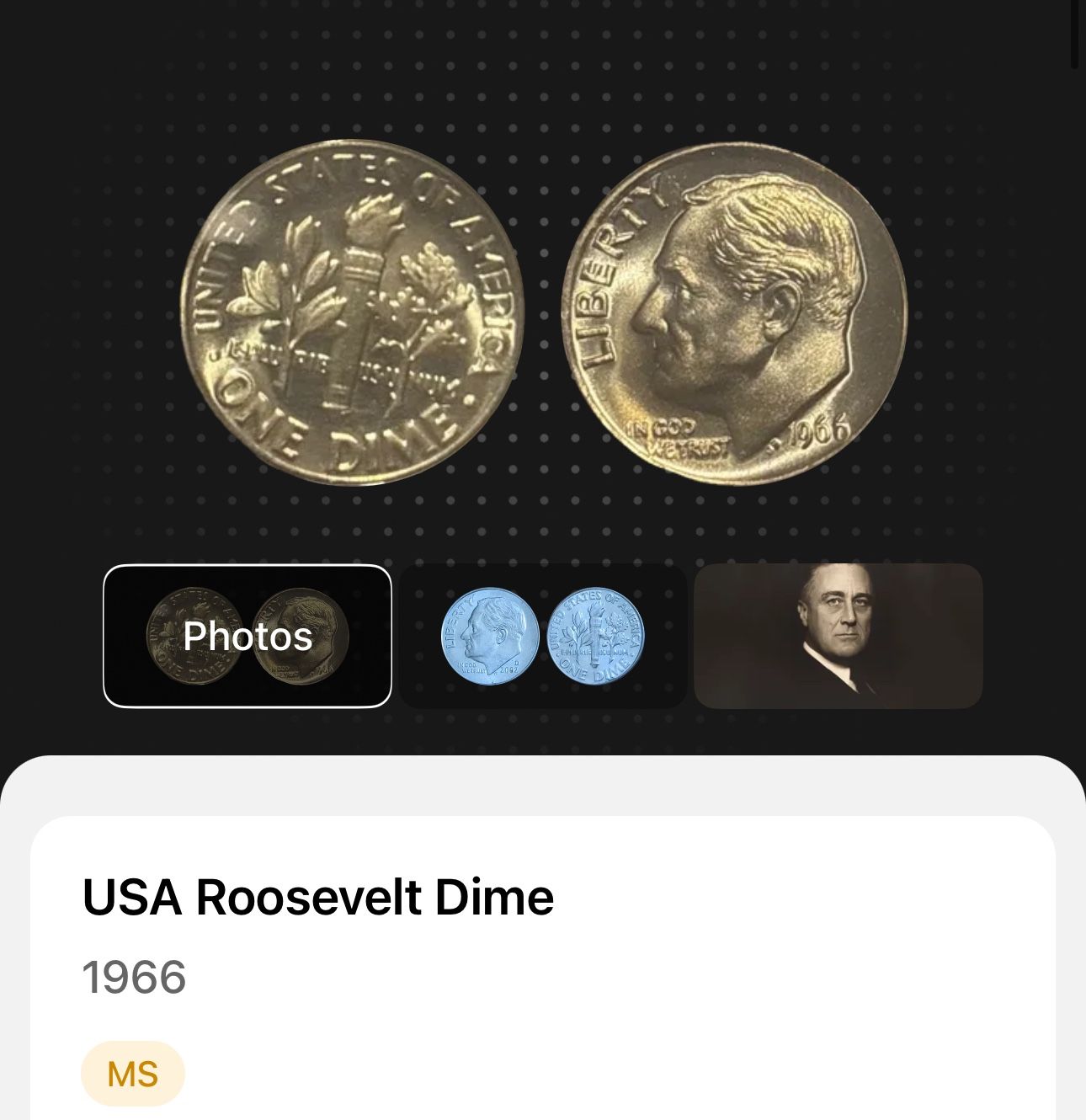 MS 1966 - USA Roosevelt Dime