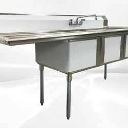 NSF Left One 3 Compartment Sink With Faucet S3C182414-24L-318