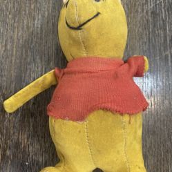 Vintage 1960s Disney WINNIE The POOH 6" Wood Chip Plush Stuffed Toy