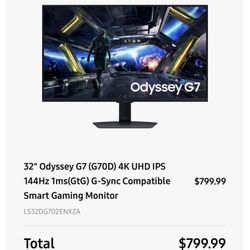 32 Inch Odyssey G7 G70D 4K UHD IPS  w/ 4K HDMI 