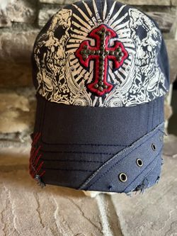 Navy Blue Cross Hat Adjustable Back