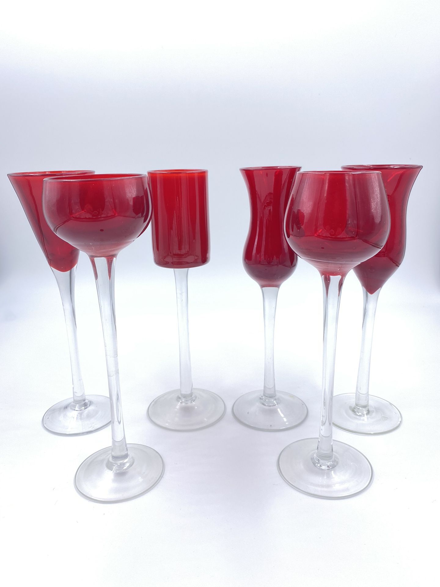 Pottery Barn Red Cordial Glasses Set Of 6
