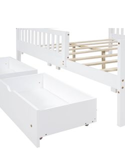 Never Been Used Still In Box Merax Full Bed Frame with Storage Drawers and Safety Guardrails on Both Sides, I
