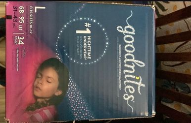 Goodnites diapers girls size large 34 count per box 5$ each total 10