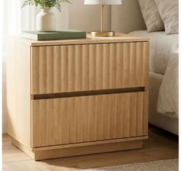 23.6" Wide Fluted 2-Drawer Nightstand End Table with Handle-Free Design - New in Box