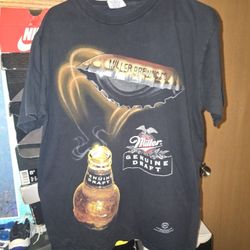 Miller MGD Vintage Genuine Draft Beer Double Sided Graphic Shirt 1996 Large