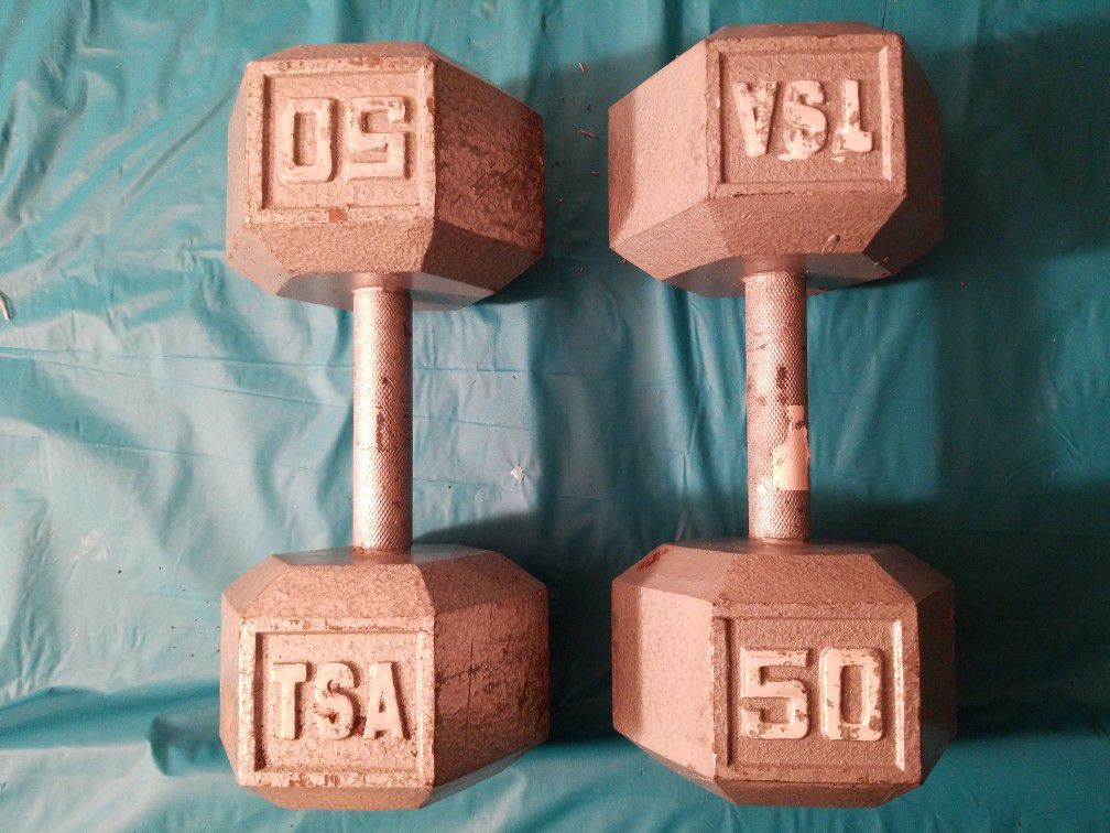 Two 50 lbs HEX DUMBBELLS - GYM EQUIPMENT