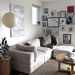 Ivory Corduroy Couch With Storage Ottoman