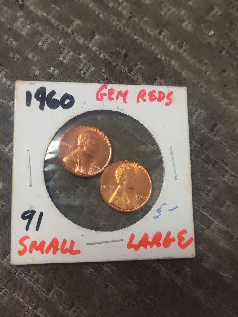 1960 Pennies Gem Proof Small And Large Date 