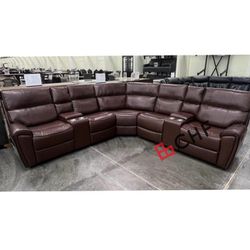 Living Room Leather Recliner Sectional Sofa 