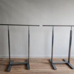 2  LIKE NEW VERY HEAVY STURDY INDUSTRIAL CLOTHING  RACK