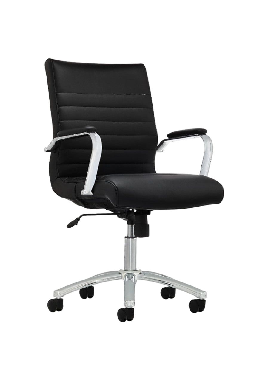 Warehouse sale--LANDSUN Black Ribbed Mid-Back Office Chair