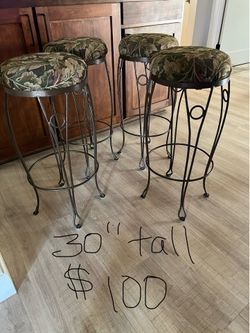 Four barstools with cushions 30 inches