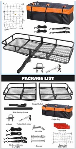 Hitch Mount Cargo Carrier Basket with Bag