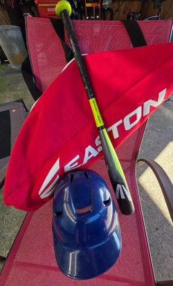 Easton bat , bag and helmet