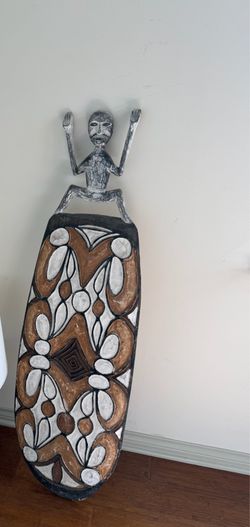 Papuan Asmat tribal war shield originating from Papua New Guinea.