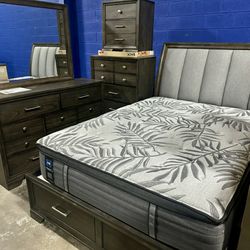 4PC Platform Storage Bedroom Set in Boxes