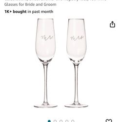 Mr And Mrs Wedding Champagne Flute Set - Never Opened 