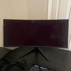 Alienware Curved Monitor and desk
