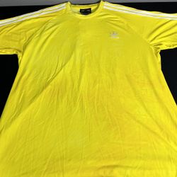 Adidas x Pharrell Williams Hu Holi Tee Yellow Tie Dye 3 Stripes 