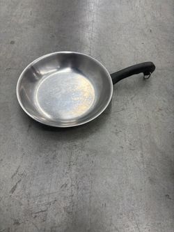Stainless Steel Frying Pan Black Handle