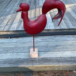 Vintage Red Metal Rooster 37” H 24”W Retails $450