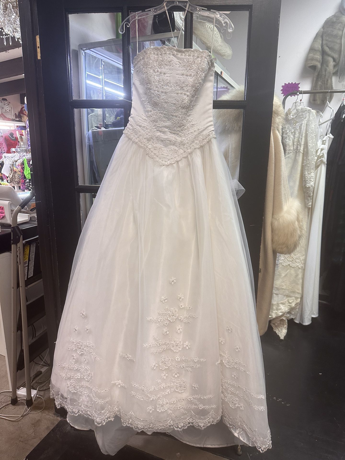 White Beaded Wedding Dress 