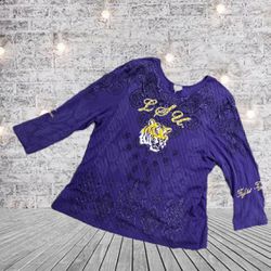 LSU Tigers P Michael Embellished BlouseRhinestone Size XXL Women’s Purple Paisle