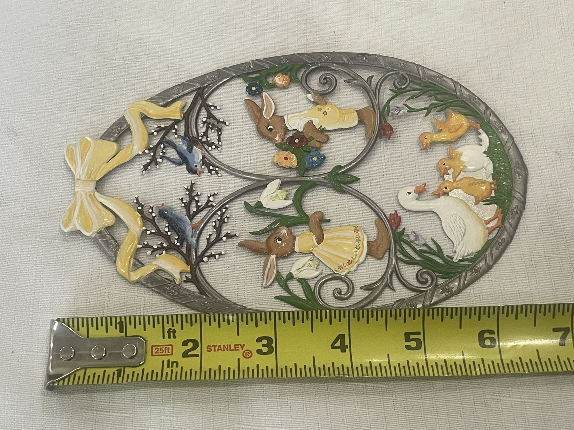 Hand painted Wilhelm Schweizer pewter Easter egg wall Hanger