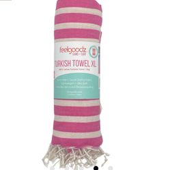 FEELGOODZ SHORELINE TURKISH TOWEL XL WITH DRAWSTRING BAG-" POINTREYES"- Brand New With Tags 
