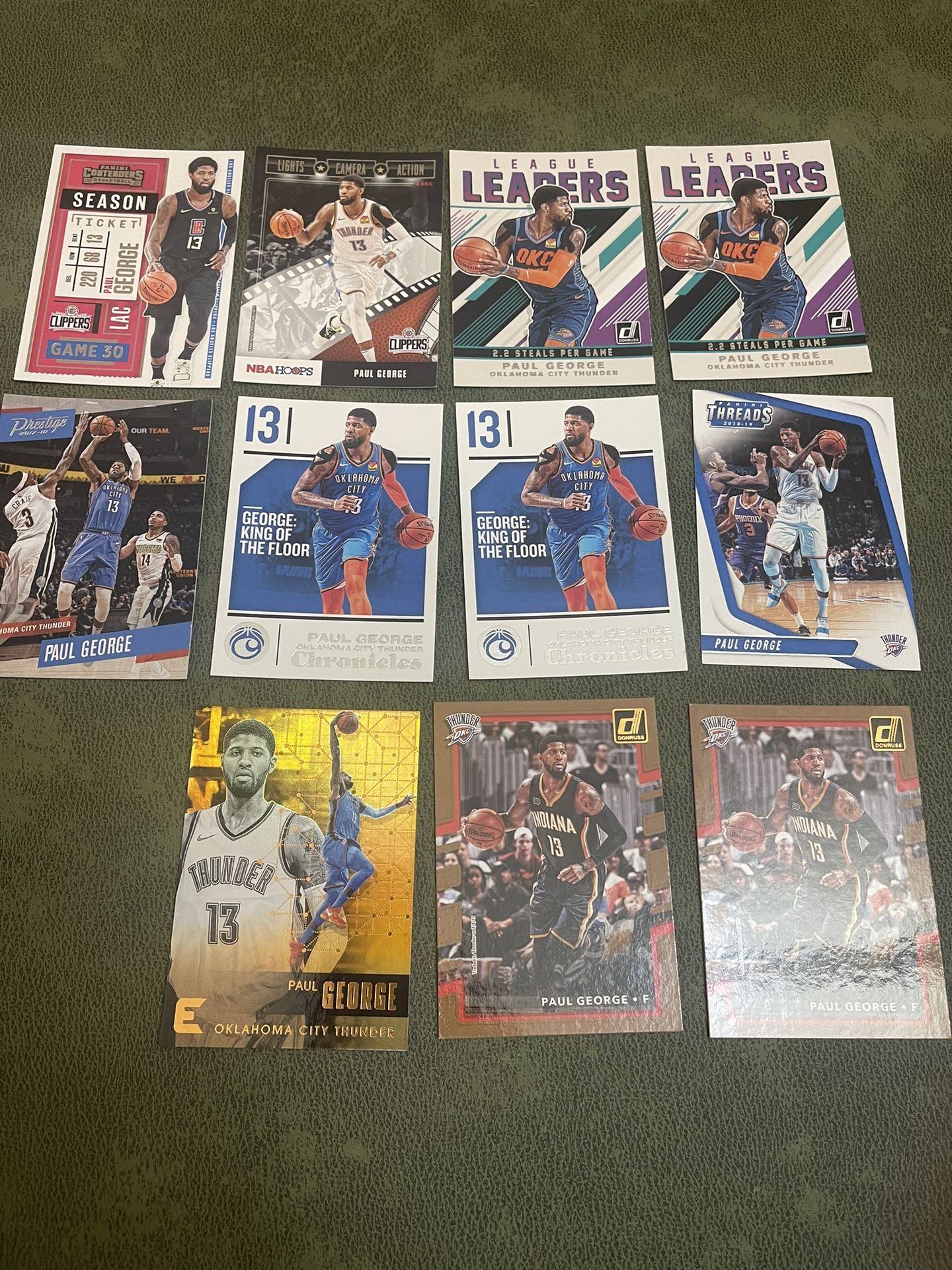 Lot of 11 Paul George Basketball Cards