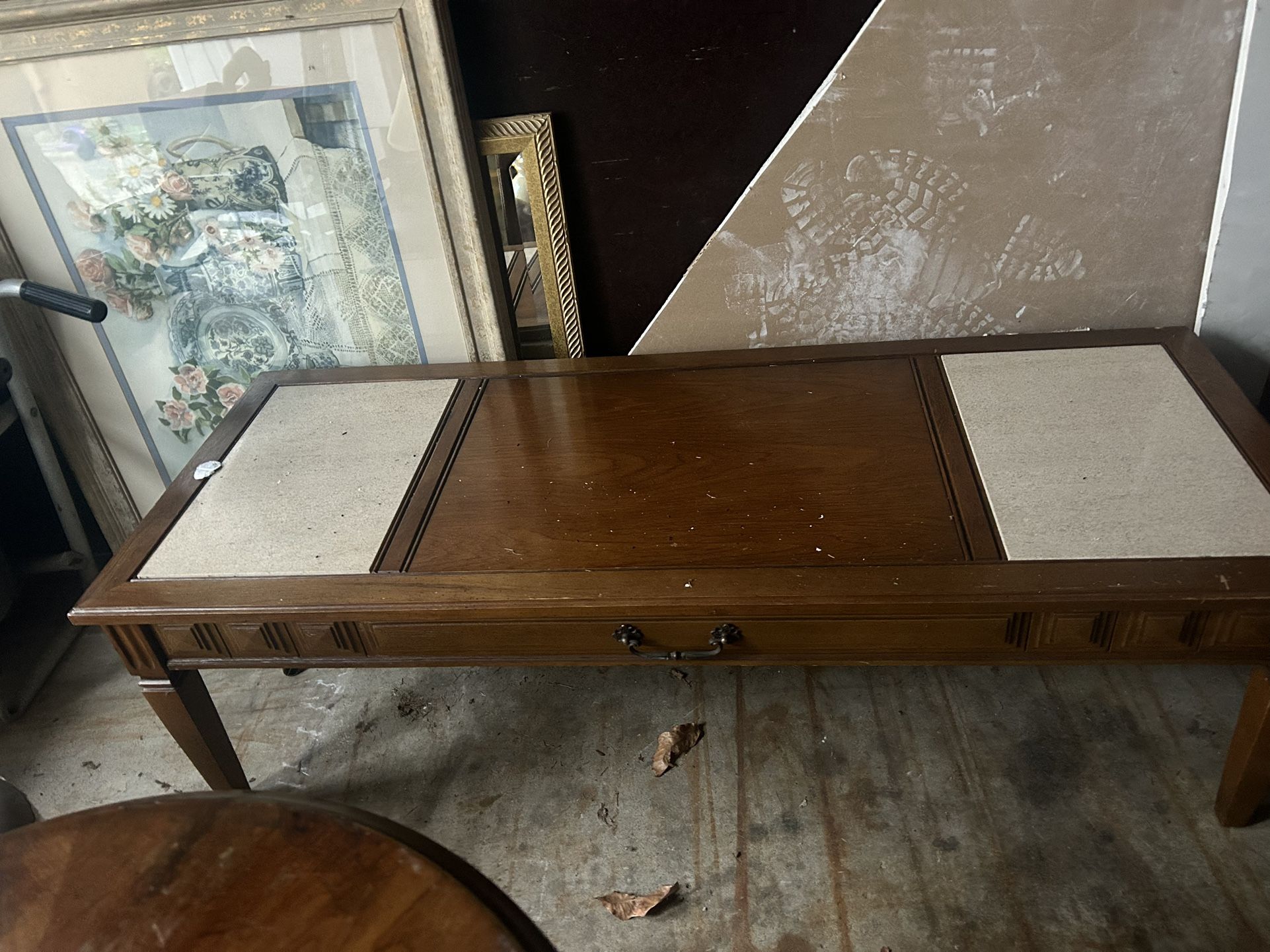 Marble top antique end table